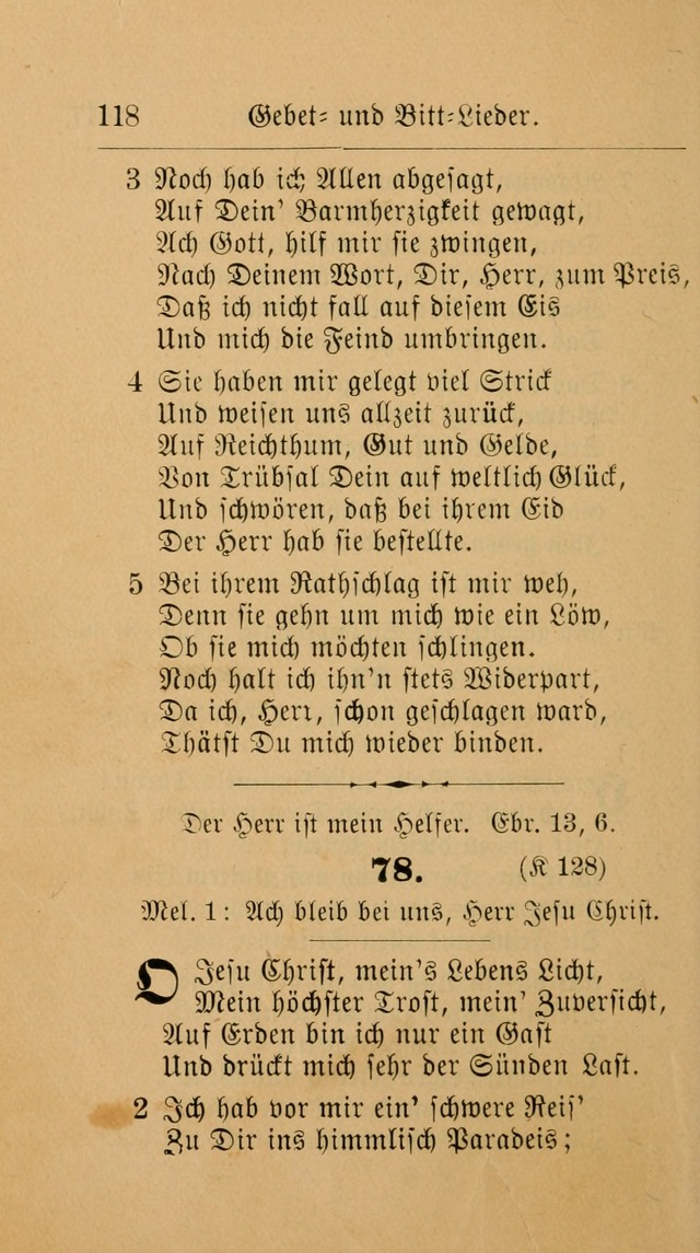 Unparteiische Liedersammlung: zum Gebrauch beim Oeffentlichen Gottesdienst und zur häuslichen Erbauung. (Revidirt und vermehrt) page 118