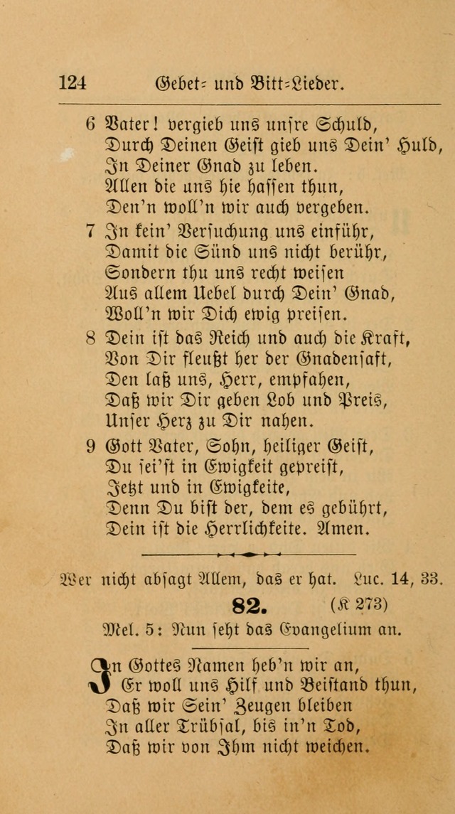 Unparteiische Liedersammlung: zum Gebrauch beim Oeffentlichen Gottesdienst und zur häuslichen Erbauung. (Revidirt und vermehrt) page 124