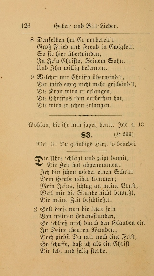 Unparteiische Liedersammlung: zum Gebrauch beim Oeffentlichen Gottesdienst und zur häuslichen Erbauung. (Revidirt und vermehrt) page 126