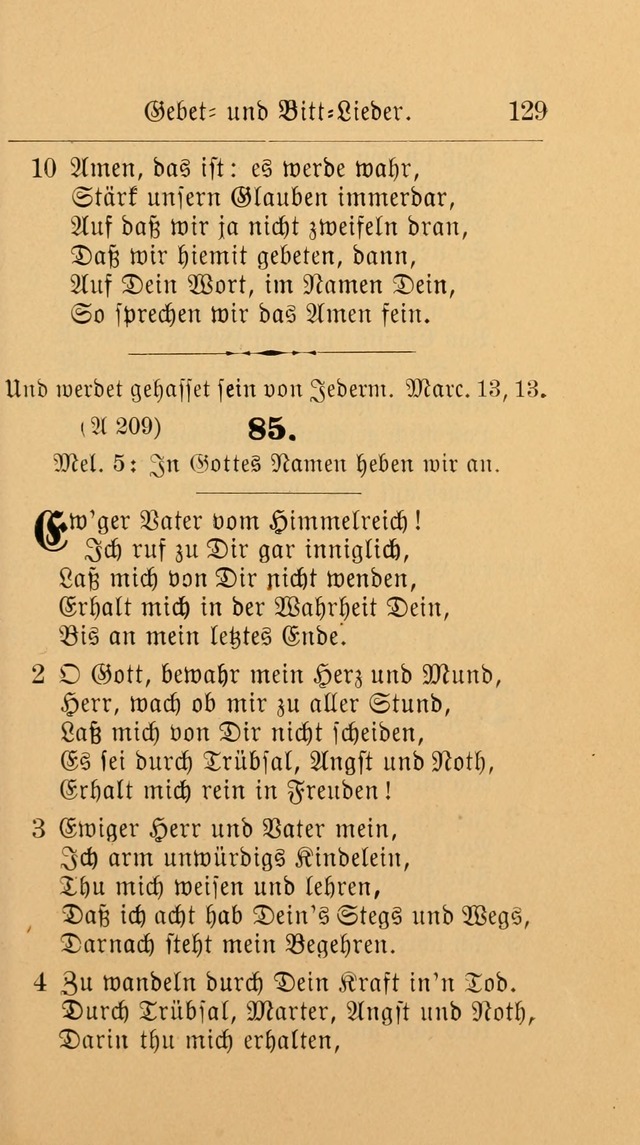 Unparteiische Liedersammlung: zum Gebrauch beim Oeffentlichen Gottesdienst und zur häuslichen Erbauung. (Revidirt und vermehrt) page 129