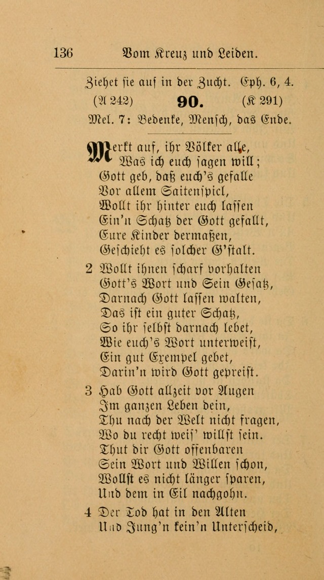 Unparteiische Liedersammlung: zum Gebrauch beim Oeffentlichen Gottesdienst und zur häuslichen Erbauung. (Revidirt und vermehrt) page 136