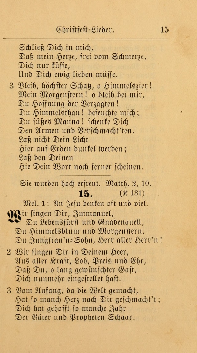 Unparteiische Liedersammlung: zum Gebrauch beim Oeffentlichen Gottesdienst und zur häuslichen Erbauung. (Revidirt und vermehrt) page 15