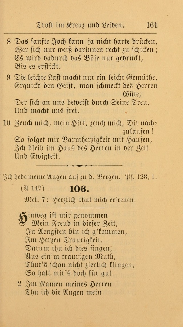 Unparteiische Liedersammlung: zum Gebrauch beim Oeffentlichen Gottesdienst und zur häuslichen Erbauung. (Revidirt und vermehrt) page 161