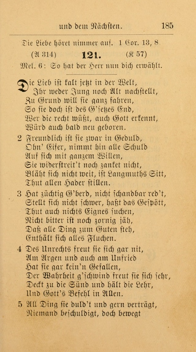 Unparteiische Liedersammlung: zum Gebrauch beim Oeffentlichen Gottesdienst und zur häuslichen Erbauung. (Revidirt und vermehrt) page 185