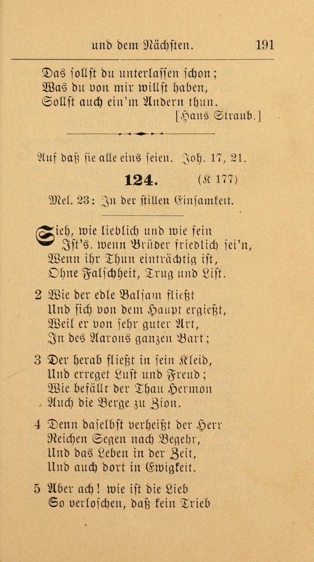 Unparteiische Liedersammlung: zum Gebrauch beim Oeffentlichen Gottesdienst und zur häuslichen Erbauung. (Revidirt und vermehrt) page 191