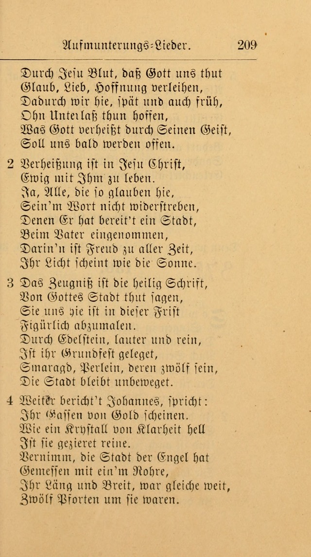 Unparteiische Liedersammlung: zum Gebrauch beim Oeffentlichen Gottesdienst und zur häuslichen Erbauung. (Revidirt und vermehrt) page 209