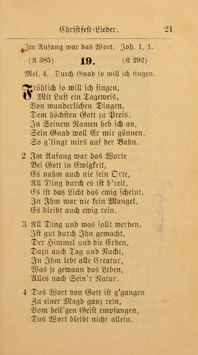 Unparteiische Liedersammlung: zum Gebrauch beim Oeffentlichen Gottesdienst und zur häuslichen Erbauung. (Revidirt und vermehrt) page 21