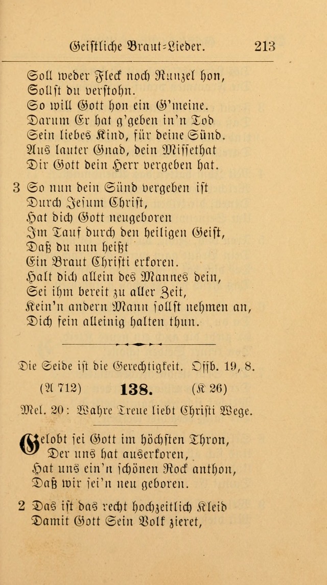 Unparteiische Liedersammlung: zum Gebrauch beim Oeffentlichen Gottesdienst und zur häuslichen Erbauung. (Revidirt und vermehrt) page 213