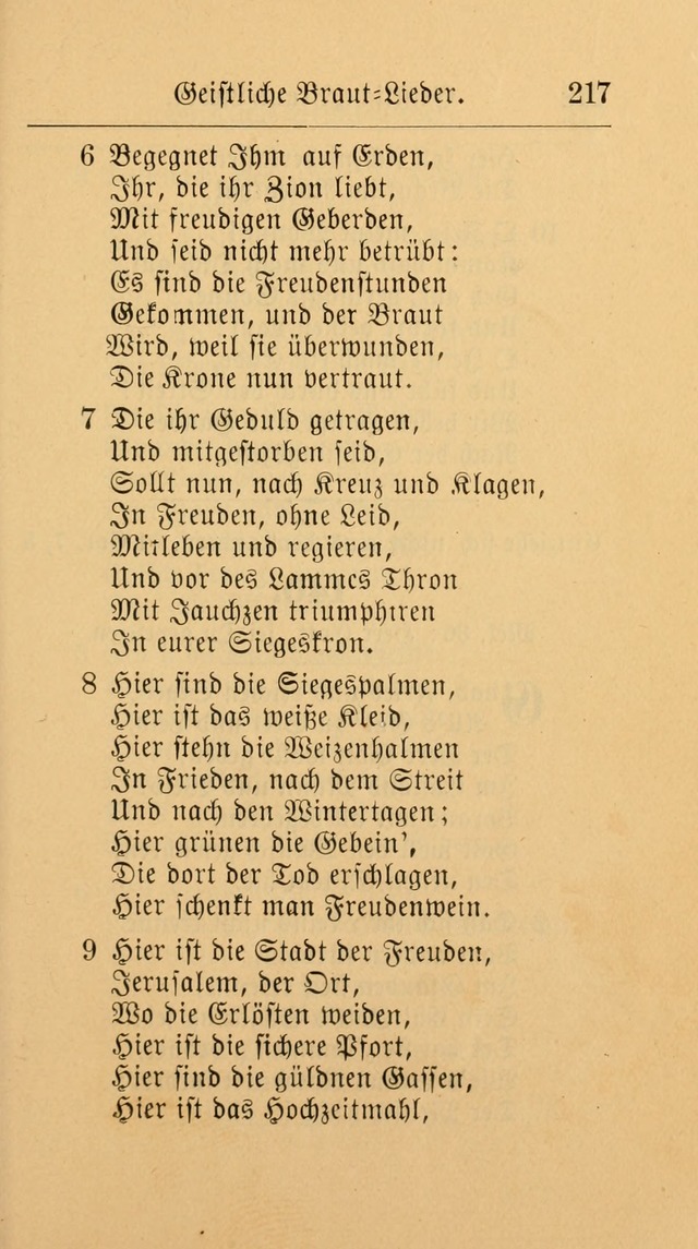 Unparteiische Liedersammlung: zum Gebrauch beim Oeffentlichen Gottesdienst und zur häuslichen Erbauung. (Revidirt und vermehrt) page 217