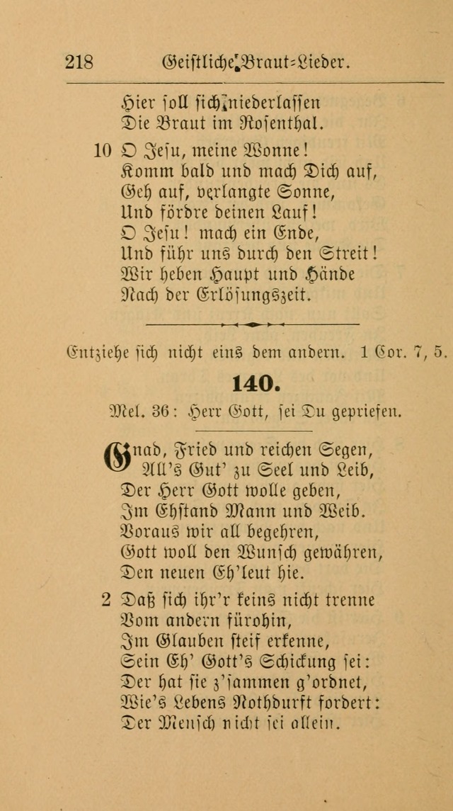 Unparteiische Liedersammlung: zum Gebrauch beim Oeffentlichen Gottesdienst und zur häuslichen Erbauung. (Revidirt und vermehrt) page 218