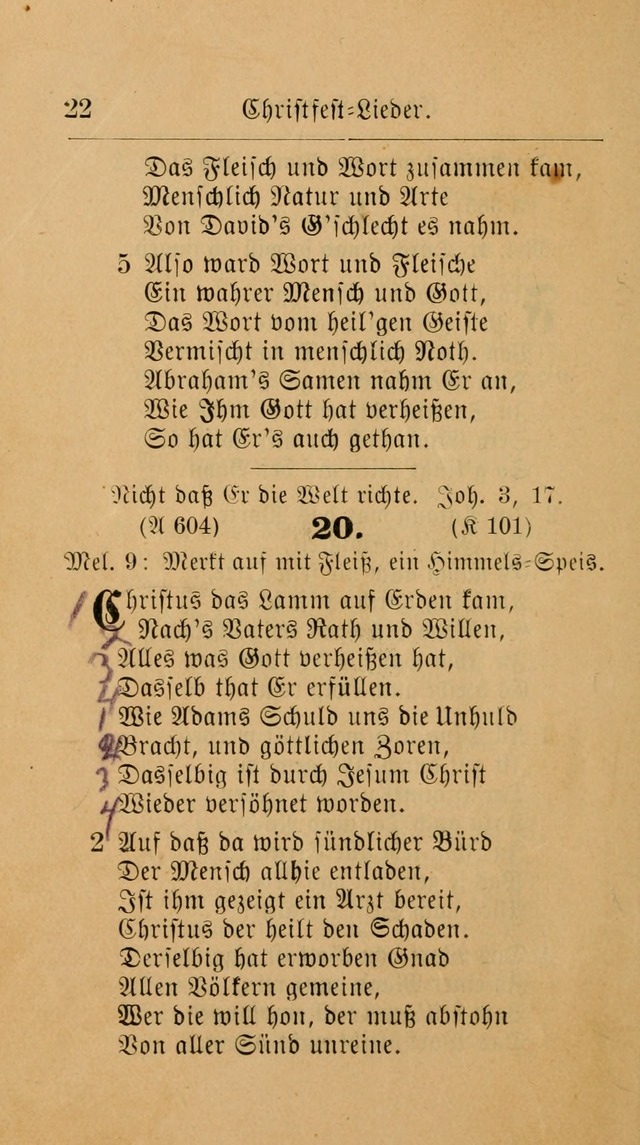 Unparteiische Liedersammlung: zum Gebrauch beim Oeffentlichen Gottesdienst und zur häuslichen Erbauung. (Revidirt und vermehrt) page 22