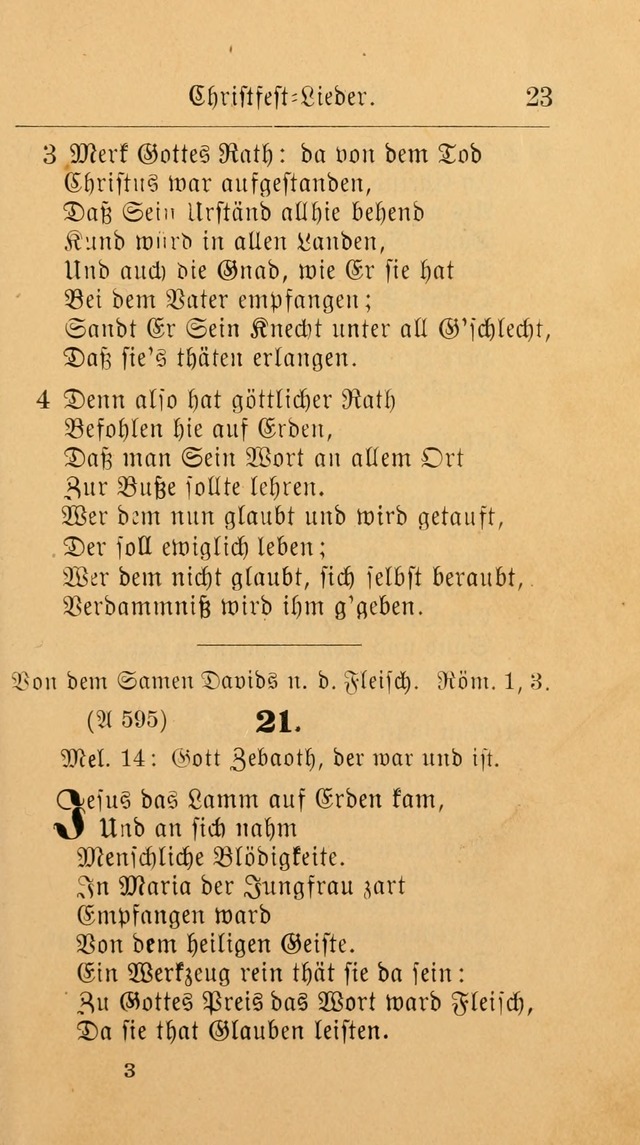 Unparteiische Liedersammlung: zum Gebrauch beim Oeffentlichen Gottesdienst und zur häuslichen Erbauung. (Revidirt und vermehrt) page 23