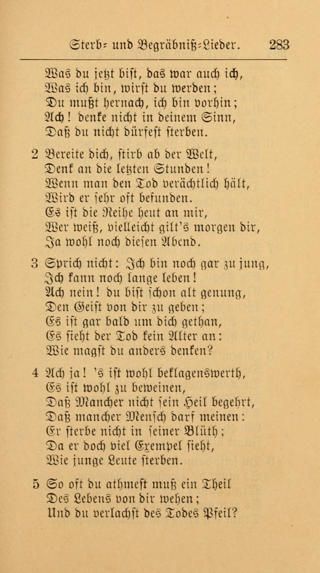 Unparteiische Liedersammlung: zum Gebrauch beim Oeffentlichen Gottesdienst und zur häuslichen Erbauung. (Revidirt und vermehrt) page 293