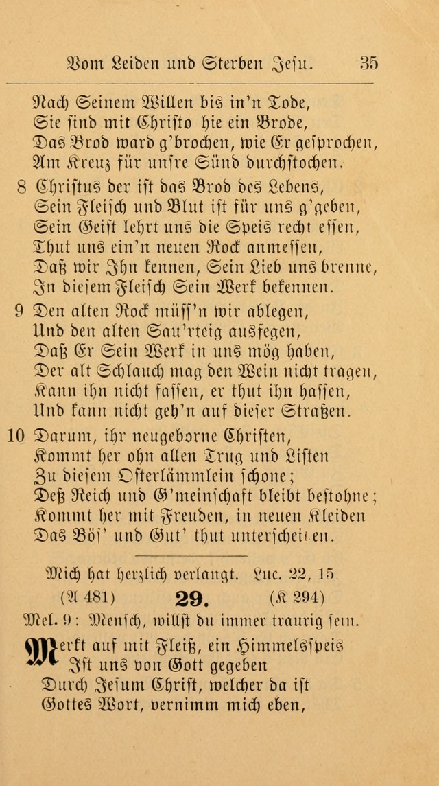 Unparteiische Liedersammlung: zum Gebrauch beim Oeffentlichen Gottesdienst und zur häuslichen Erbauung. (Revidirt und vermehrt) page 35