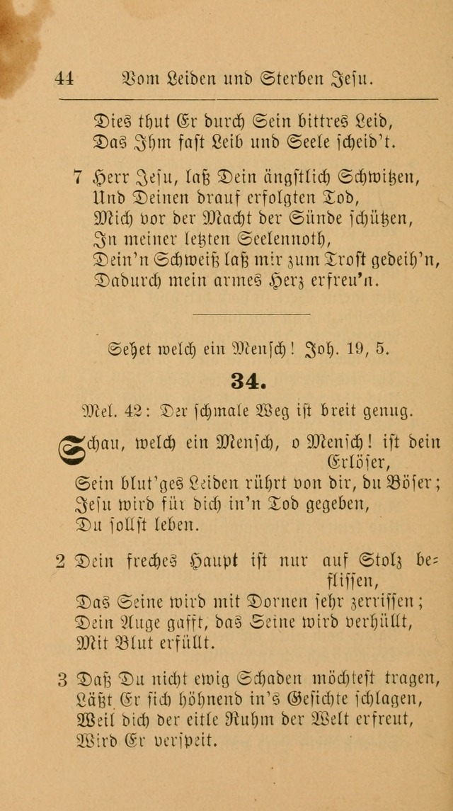 Unparteiische Liedersammlung: zum Gebrauch beim Oeffentlichen Gottesdienst und zur häuslichen Erbauung. (Revidirt und vermehrt) page 44