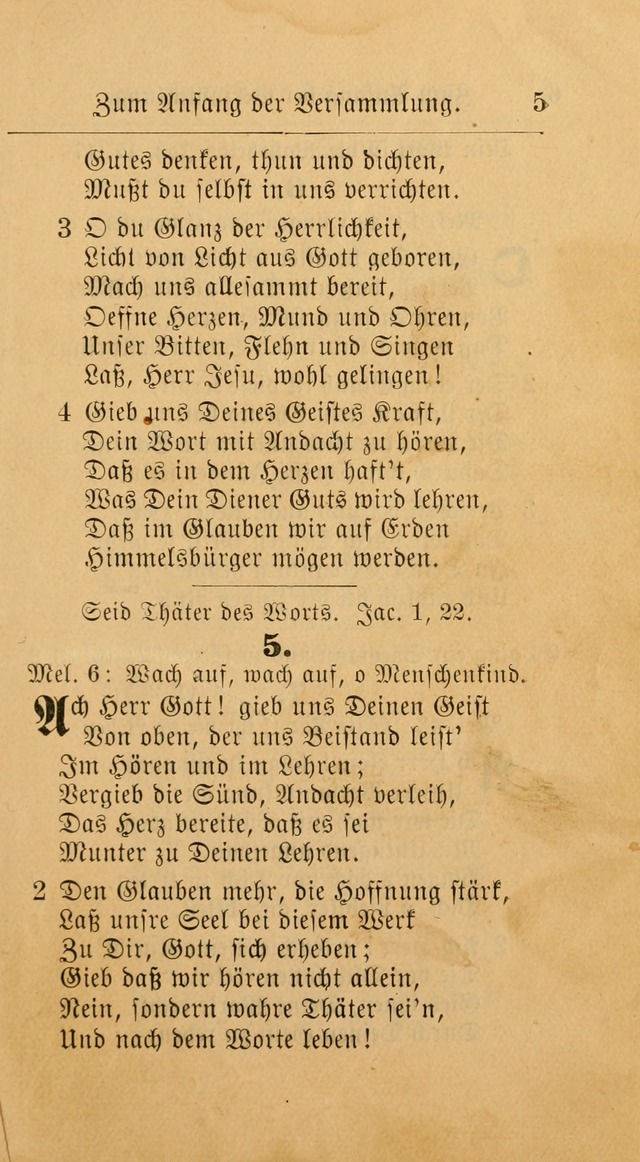 Unparteiische Liedersammlung: zum Gebrauch beim Oeffentlichen Gottesdienst und zur häuslichen Erbauung. (Revidirt und vermehrt) page 5