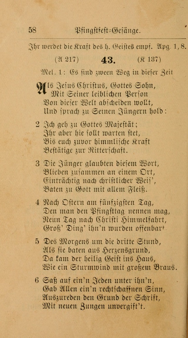 Unparteiische Liedersammlung: zum Gebrauch beim Oeffentlichen Gottesdienst und zur häuslichen Erbauung. (Revidirt und vermehrt) page 58