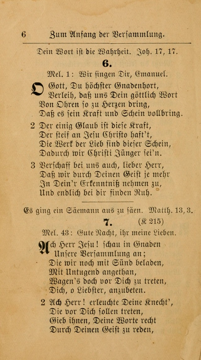 Unparteiische Liedersammlung: zum Gebrauch beim Oeffentlichen Gottesdienst und zur häuslichen Erbauung. (Revidirt und vermehrt) page 6