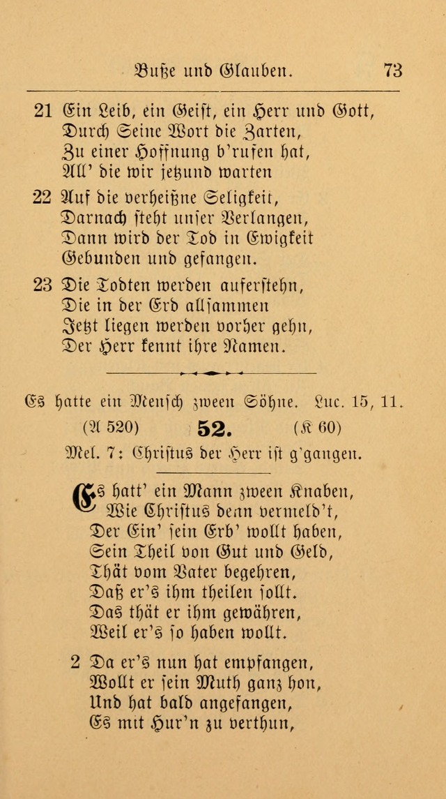 Unparteiische Liedersammlung: zum Gebrauch beim Oeffentlichen Gottesdienst und zur häuslichen Erbauung. (Revidirt und vermehrt) page 73