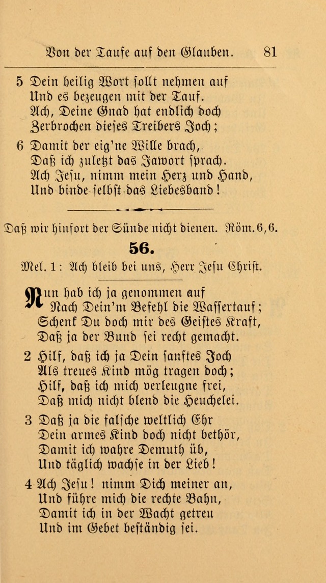 Unparteiische Liedersammlung: zum Gebrauch beim Oeffentlichen Gottesdienst und zur häuslichen Erbauung. (Revidirt und vermehrt) page 81