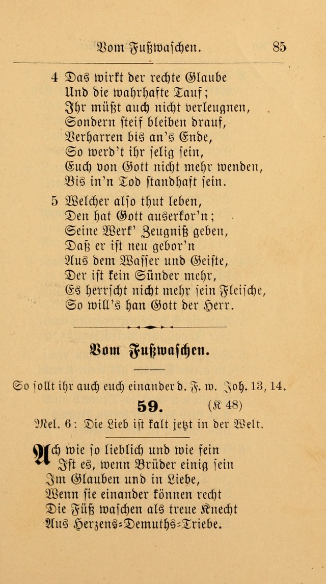 Unparteiische Liedersammlung: zum Gebrauch beim Oeffentlichen Gottesdienst und zur häuslichen Erbauung. (Revidirt und vermehrt) page 85