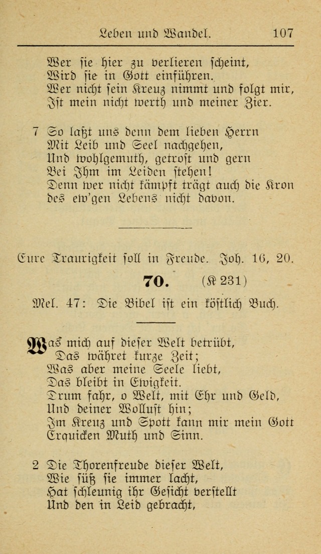 Unparteiische Liedersammlung zum Gebrauch beim Oeffentliche Gottesdienst und zur Häuslichen Erbauung (Revidirt und vehmehrt) page 107