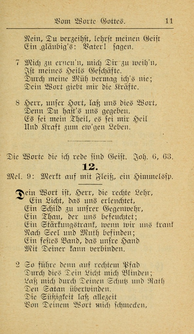 Unparteiische Liedersammlung zum Gebrauch beim Oeffentliche Gottesdienst und zur Häuslichen Erbauung (Revidirt und vehmehrt) page 11