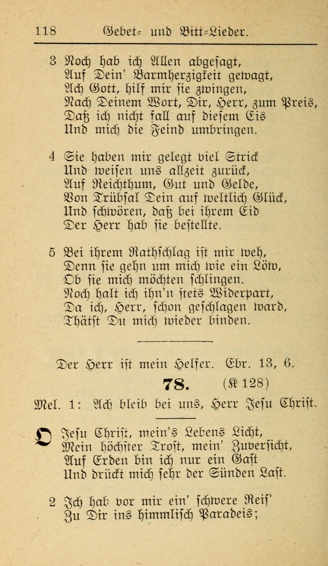 Unparteiische Liedersammlung zum Gebrauch beim Oeffentliche Gottesdienst und zur Häuslichen Erbauung (Revidirt und vehmehrt) page 118