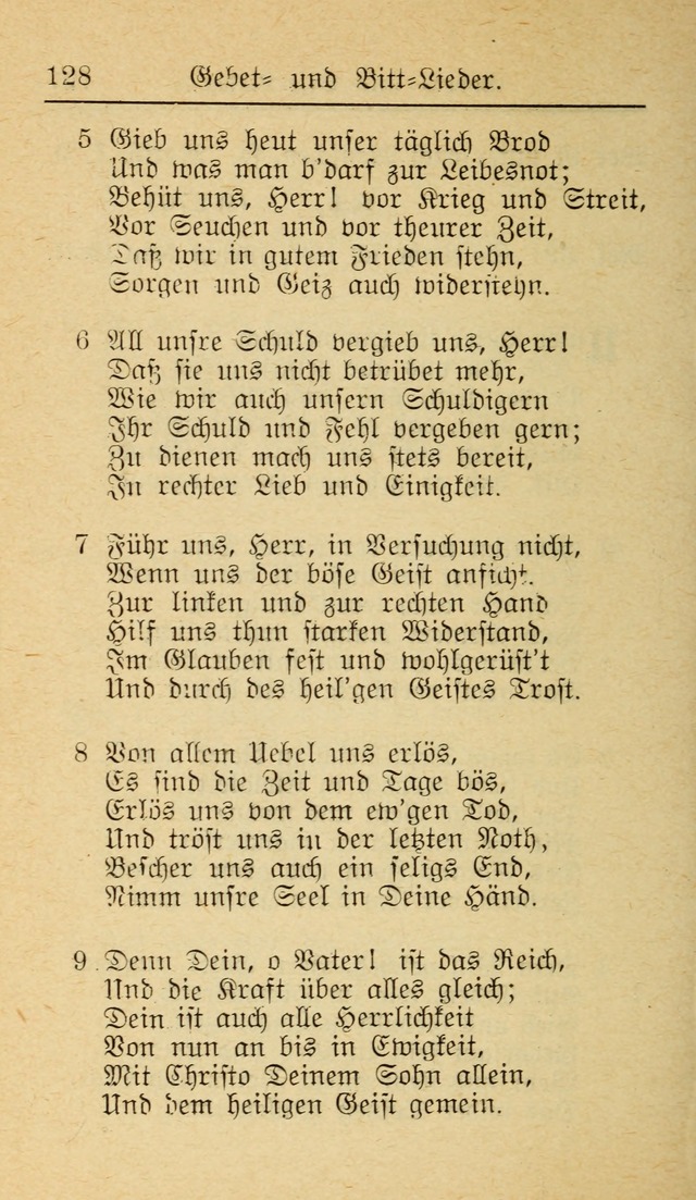 Unparteiische Liedersammlung zum Gebrauch beim Oeffentliche Gottesdienst und zur Häuslichen Erbauung (Revidirt und vehmehrt) page 128