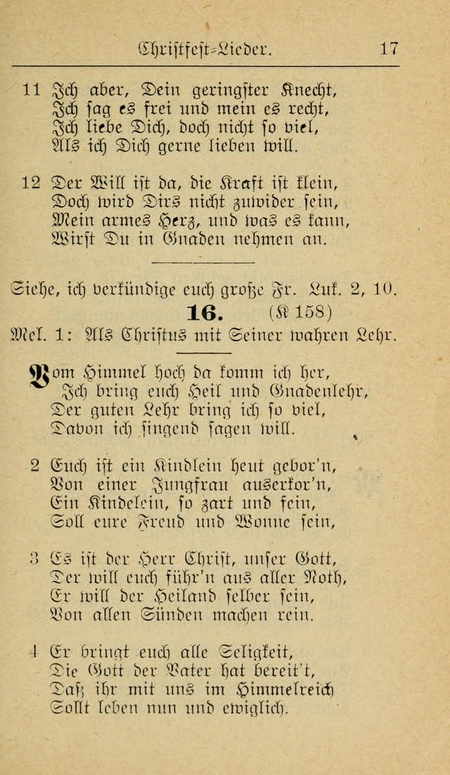 Unparteiische Liedersammlung zum Gebrauch beim Oeffentliche Gottesdienst und zur Häuslichen Erbauung (Revidirt und vehmehrt) page 17