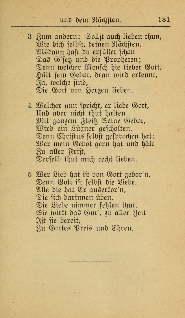 Unparteiische Liedersammlung zum Gebrauch beim Oeffentliche Gottesdienst und zur Häuslichen Erbauung (Revidirt und vehmehrt) page 181