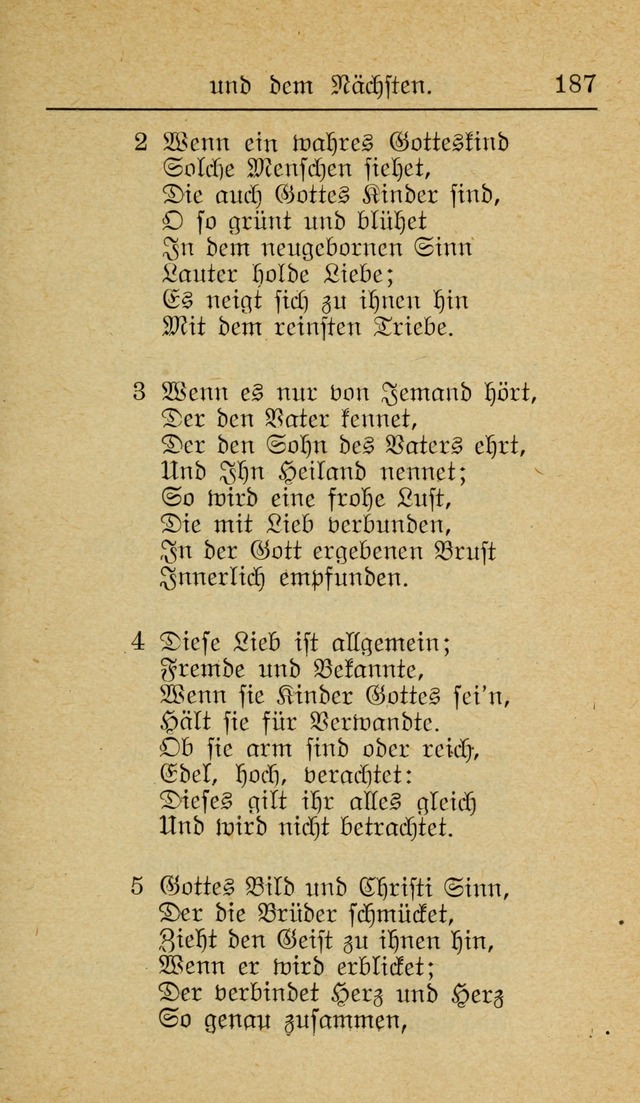 Unparteiische Liedersammlung zum Gebrauch beim Oeffentliche Gottesdienst und zur Häuslichen Erbauung (Revidirt und vehmehrt) page 187