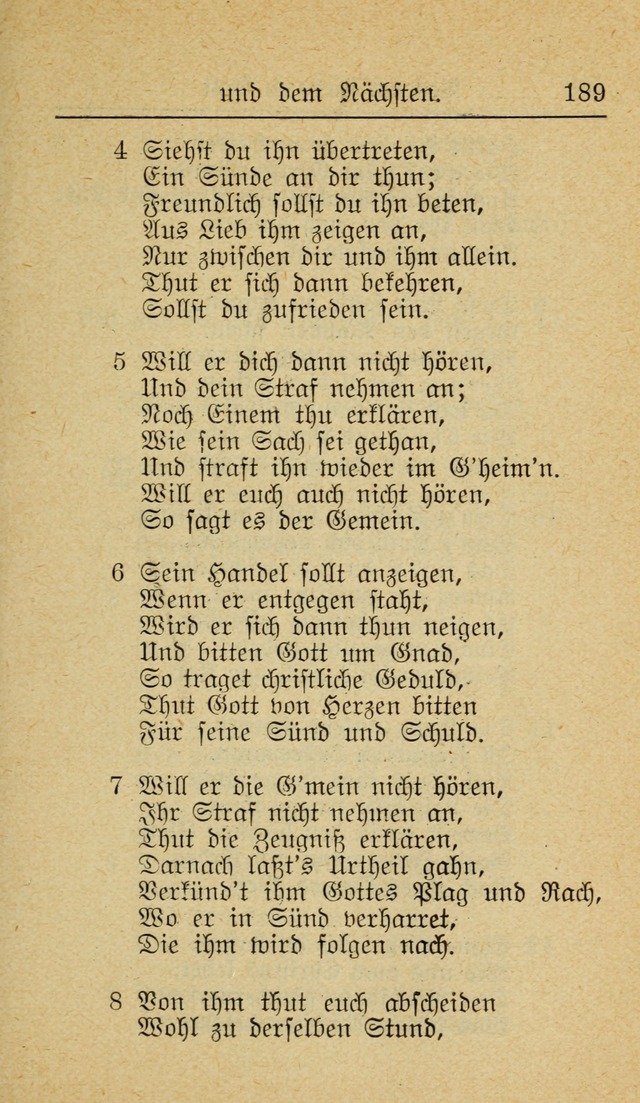 Unparteiische Liedersammlung zum Gebrauch beim Oeffentliche Gottesdienst und zur Häuslichen Erbauung (Revidirt und vehmehrt) page 189