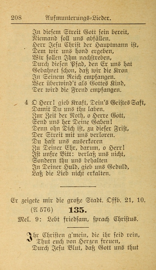 Unparteiische Liedersammlung zum Gebrauch beim Oeffentliche Gottesdienst und zur Häuslichen Erbauung (Revidirt und vehmehrt) page 208