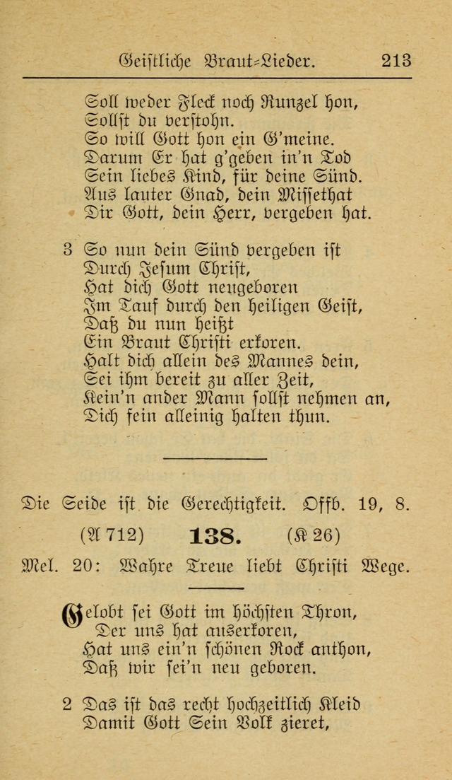 Unparteiische Liedersammlung zum Gebrauch beim Oeffentliche Gottesdienst und zur Häuslichen Erbauung (Revidirt und vehmehrt) page 213