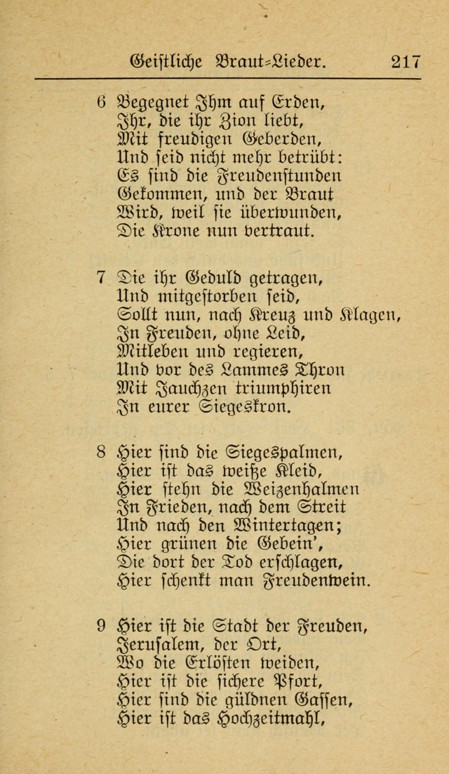 Unparteiische Liedersammlung zum Gebrauch beim Oeffentliche Gottesdienst und zur Häuslichen Erbauung (Revidirt und vehmehrt) page 217