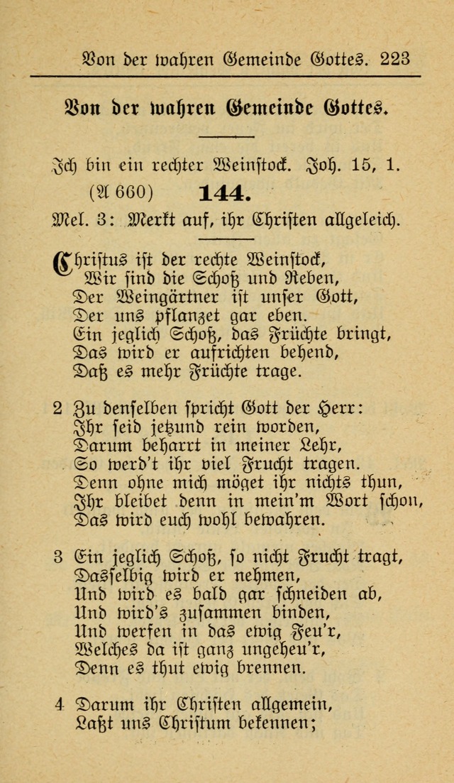 Unparteiische Liedersammlung zum Gebrauch beim Oeffentliche Gottesdienst und zur Häuslichen Erbauung (Revidirt und vehmehrt) page 223