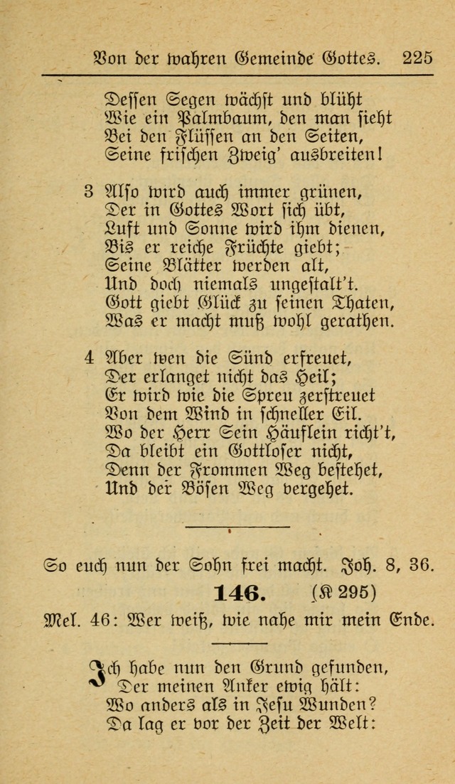 Unparteiische Liedersammlung zum Gebrauch beim Oeffentliche Gottesdienst und zur Häuslichen Erbauung (Revidirt und vehmehrt) page 225