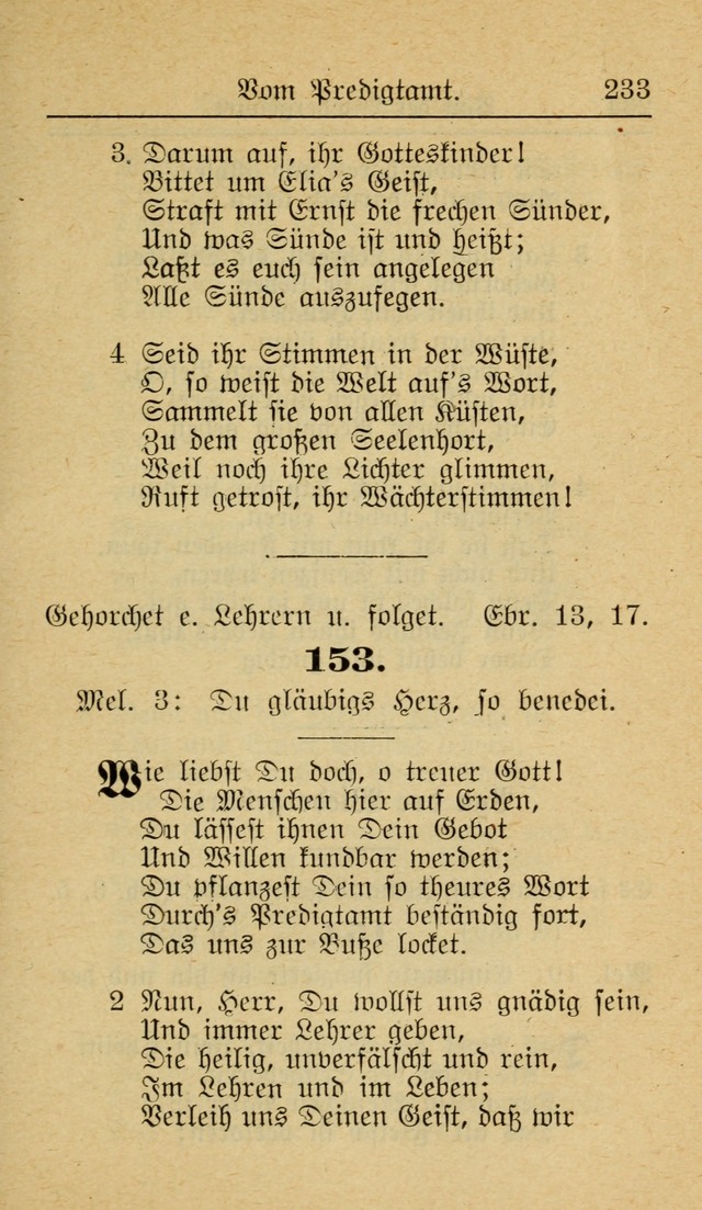 Unparteiische Liedersammlung zum Gebrauch beim Oeffentliche Gottesdienst und zur Häuslichen Erbauung (Revidirt und vehmehrt) page 233