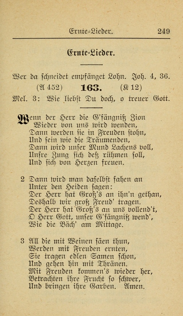 Unparteiische Liedersammlung zum Gebrauch beim Oeffentliche Gottesdienst und zur Häuslichen Erbauung (Revidirt und vehmehrt) page 249