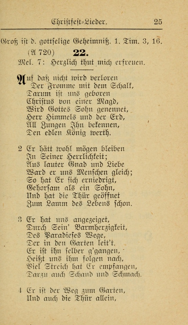 Unparteiische Liedersammlung zum Gebrauch beim Oeffentliche Gottesdienst und zur Häuslichen Erbauung (Revidirt und vehmehrt) page 25