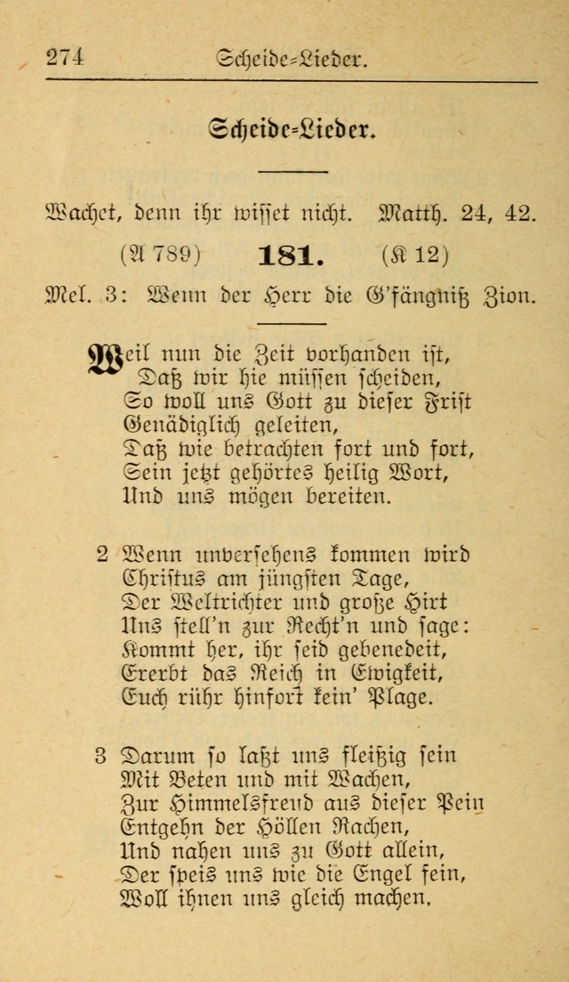 Unparteiische Liedersammlung zum Gebrauch beim Oeffentliche Gottesdienst und zur Häuslichen Erbauung (Revidirt und vehmehrt) page 274