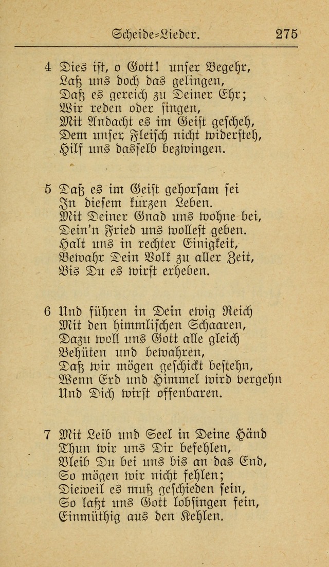 Unparteiische Liedersammlung zum Gebrauch beim Oeffentliche Gottesdienst und zur Häuslichen Erbauung (Revidirt und vehmehrt) page 275