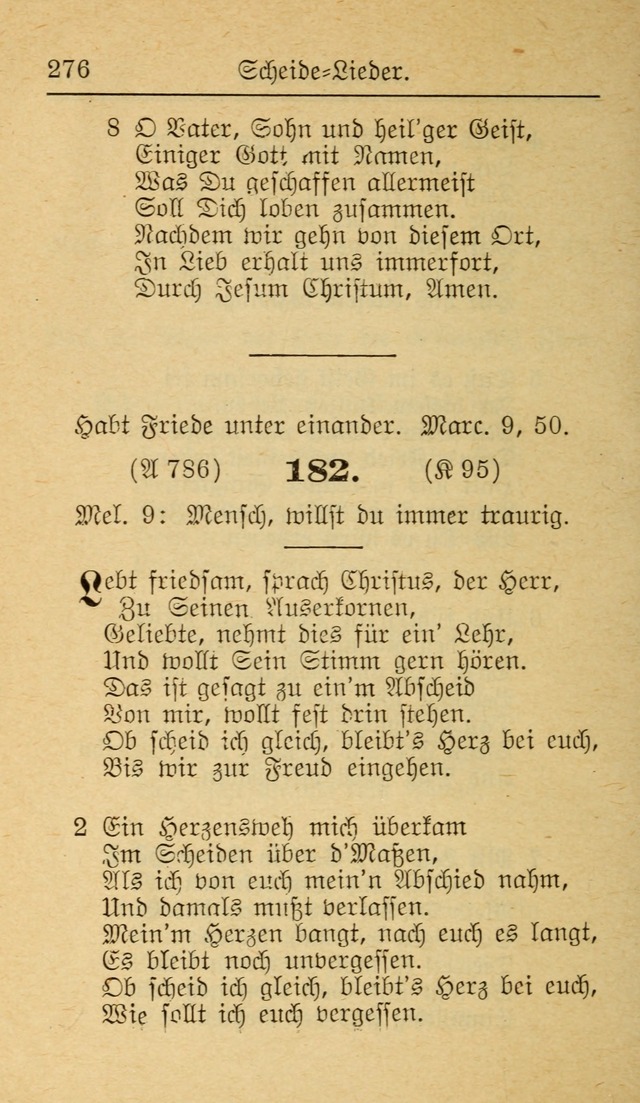 Unparteiische Liedersammlung zum Gebrauch beim Oeffentliche Gottesdienst und zur Häuslichen Erbauung (Revidirt und vehmehrt) page 276