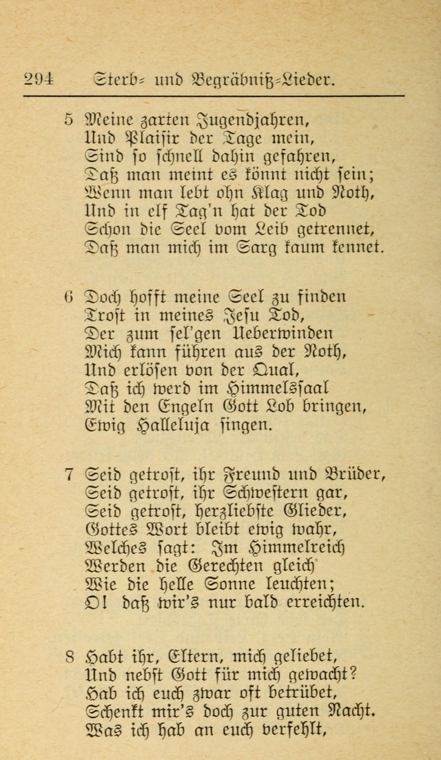 Unparteiische Liedersammlung zum Gebrauch beim Oeffentliche Gottesdienst und zur Häuslichen Erbauung (Revidirt und vehmehrt) page 294