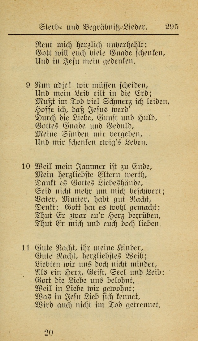 Unparteiische Liedersammlung zum Gebrauch beim Oeffentliche Gottesdienst und zur Häuslichen Erbauung (Revidirt und vehmehrt) page 295