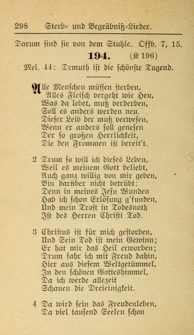 Unparteiische Liedersammlung zum Gebrauch beim Oeffentliche Gottesdienst und zur Häuslichen Erbauung (Revidirt und vehmehrt) page 298