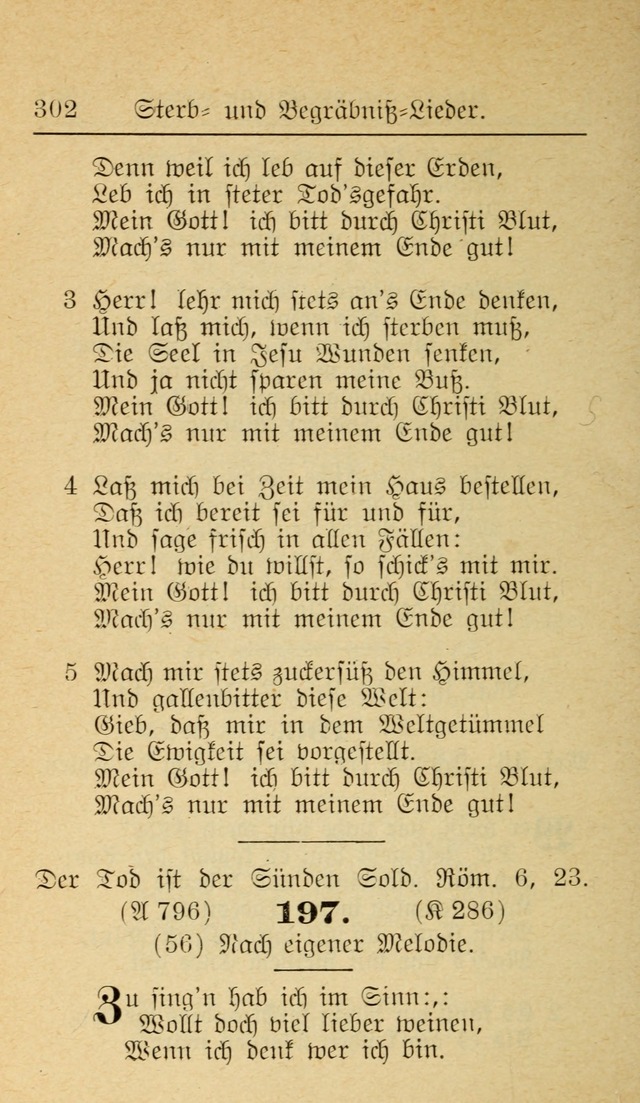 Unparteiische Liedersammlung zum Gebrauch beim Oeffentliche Gottesdienst und zur Häuslichen Erbauung (Revidirt und vehmehrt) page 302