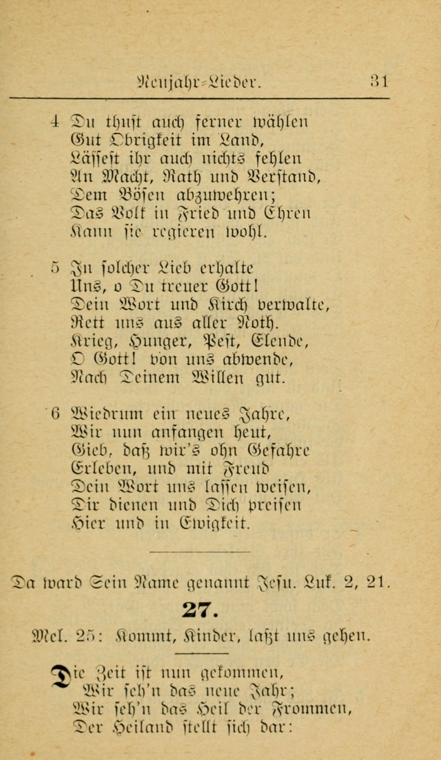 Unparteiische Liedersammlung zum Gebrauch beim Oeffentliche Gottesdienst und zur Häuslichen Erbauung (Revidirt und vehmehrt) page 31