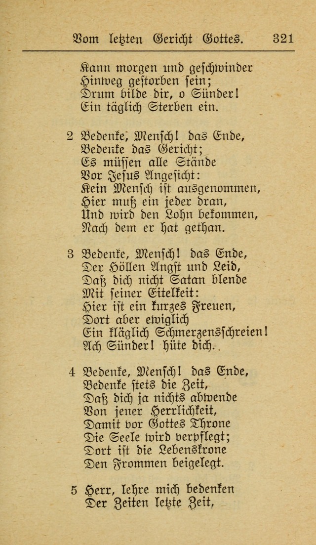 Unparteiische Liedersammlung zum Gebrauch beim Oeffentliche Gottesdienst und zur Häuslichen Erbauung (Revidirt und vehmehrt) page 321